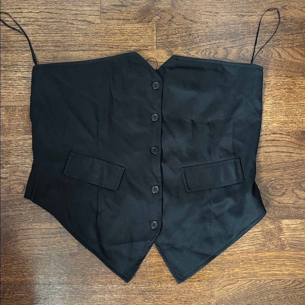 NWTs Fashion Nova Black Button-Up Corset Top